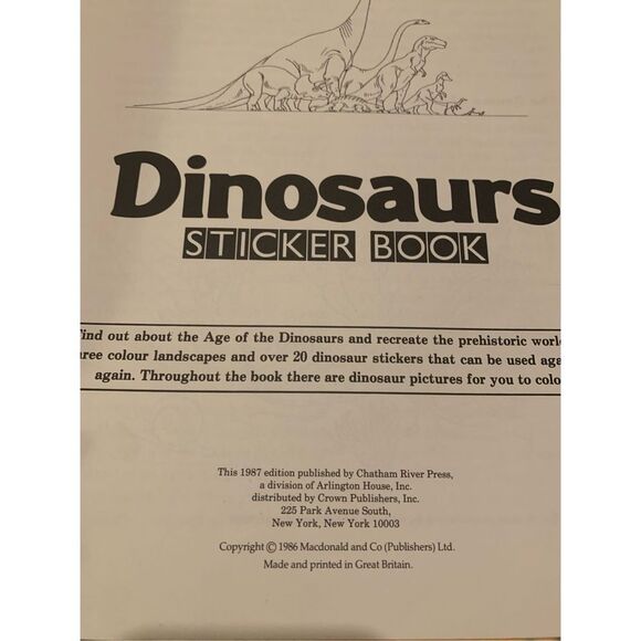 Dinosaur Peel n Play Activity Book-Vintage Complete-Chatham River Press 1987 - Picture 2 of 6